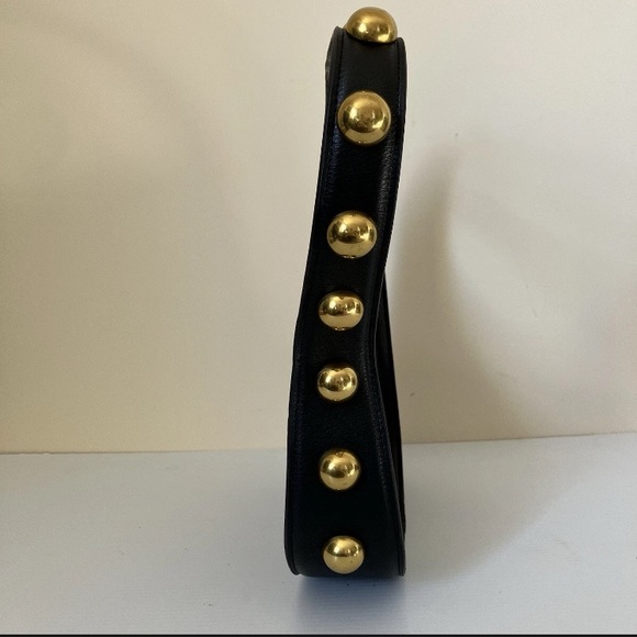 BCBGeneration Black Faux Leather Asymmetrical
Hobo Bag w/ Gold Tone Stud Strap - Picture 7 of 10